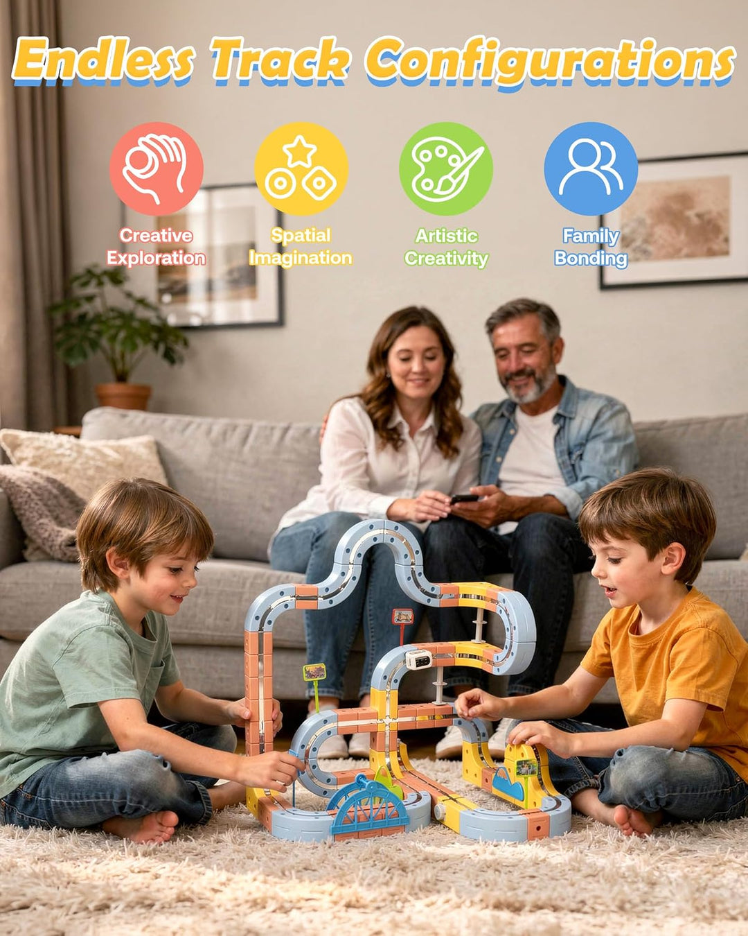 Eisenbahn Kinder Elektrisch ab 3–10 Jahren - 149 Teile Magnetische DIY Cube Track Zug, Multiform 3D