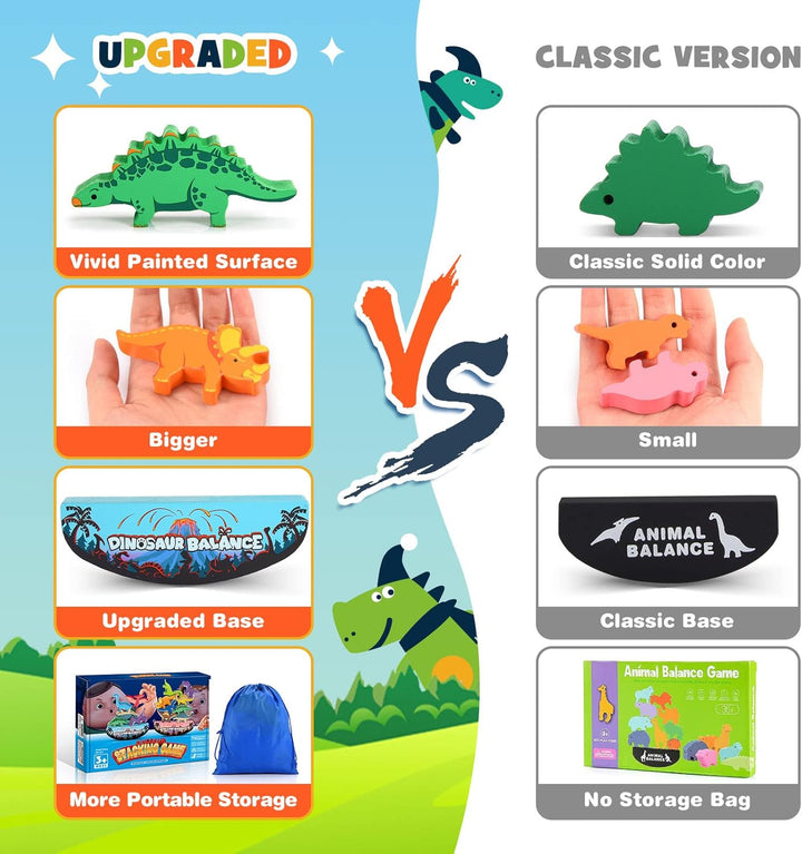 DejaNard Dinosaurier-Stapelspielzeug aus Holz, Montessori Spielzeug & Weihnachts-Geschenke für Kinde