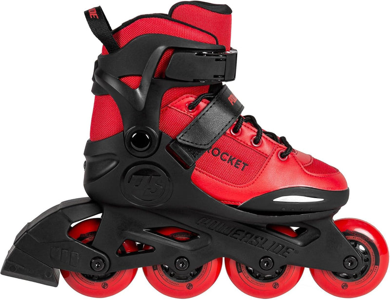 Powerslide Rocket Red, Grösse verstellbar 4-Rollen Kinder Inline Skate, ABEC 7 Kugellager 37-40, 37-