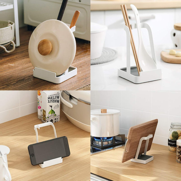 NiHome Vielseitiger Topfdeckel-Halter, Deckelhalter Küche, Buch, Schneidebrett, Löffelablage, Küchen