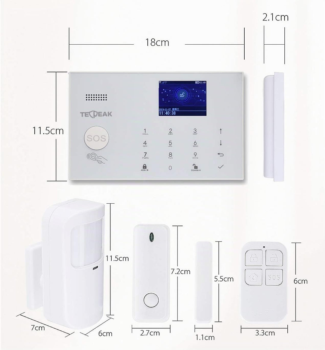 GSM/WiFi Alarmanlagen Komplettsystem, TECPEAK Alarmanlage Haus mit Alarmsirene, Haussicherheits Set