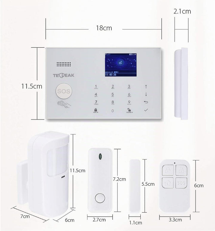 GSM/WiFi Alarmanlagen Komplettsystem, TECPEAK Alarmanlage Haus mit Alarmsirene, Haussicherheits Set