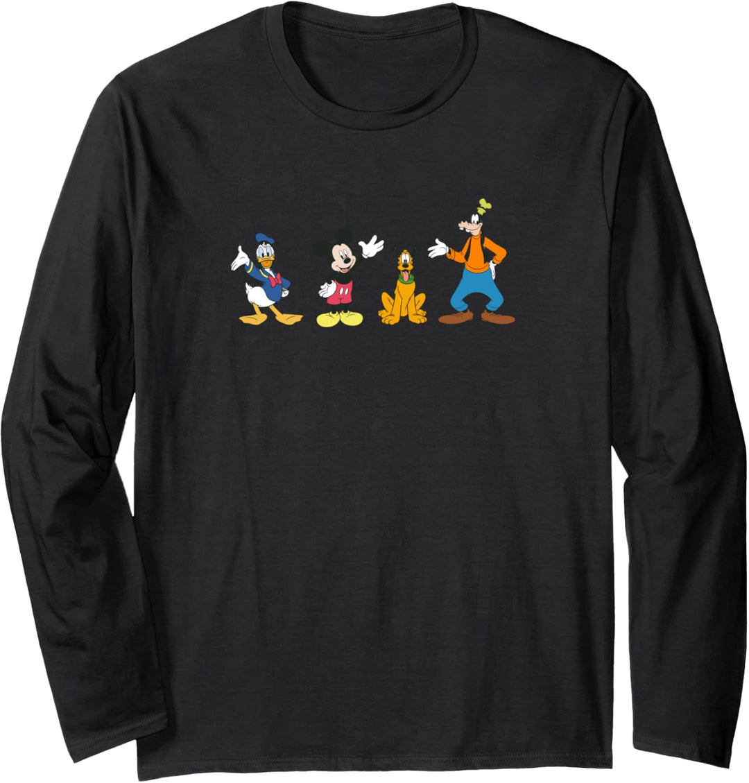 Disney Mickey Mouse & Friends stehen in einer Reihe und winken Hallo Langarmshirt