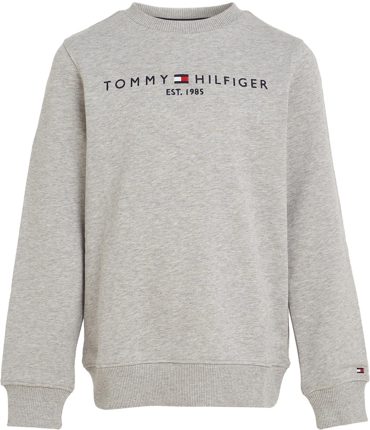 Tommy Hilfiger Kinder Unisex Sweatshirt Essential Sweatshirt ohne Kapuze, Grau (Light Grey Heather)