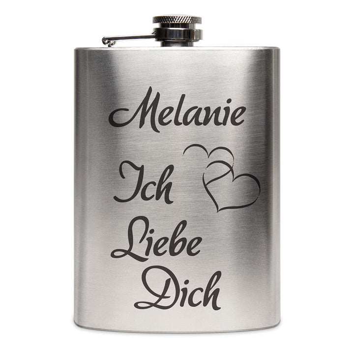 Edelstahl Flachmann 237 ml silber inkl. individuelle Gravur in Schwarz von Paule Black - personalisi