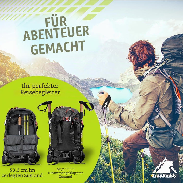 Trekkingstöcke, leichte, zusammenklappbare Wanderstöcke für Schneeschuh- und Rucksackausrüstung, 2er