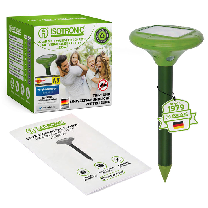 ISOTRONIC Solar LED Maulwurfabwehr Vibrasonic mit Vibrationsmotor 3er Set solarbetrieben Wühlmausfre