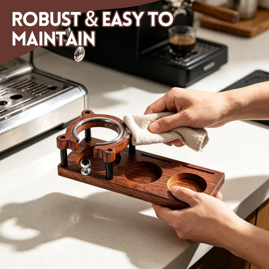 Tamperstation 58mm/51mm-54mm, Espresso Tamper Station, Tamperstation Holz für Siebträger, Barista Ta
