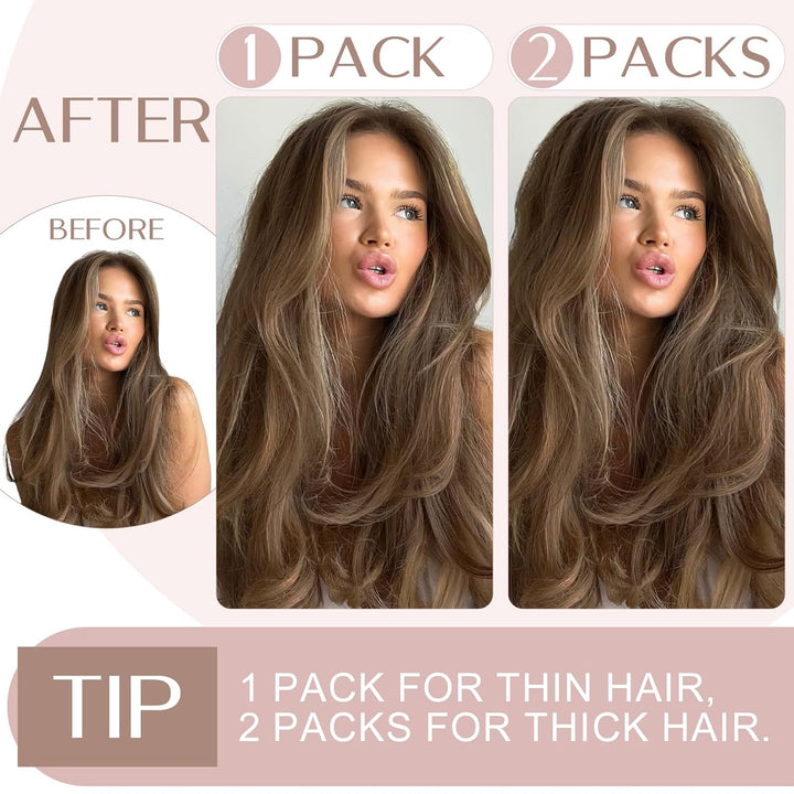 SEGO Haarteil Clip in Extensions Echthaar DICKER 1 Tresse 5 Clips Dicker Dichter Haarverlängerung 10