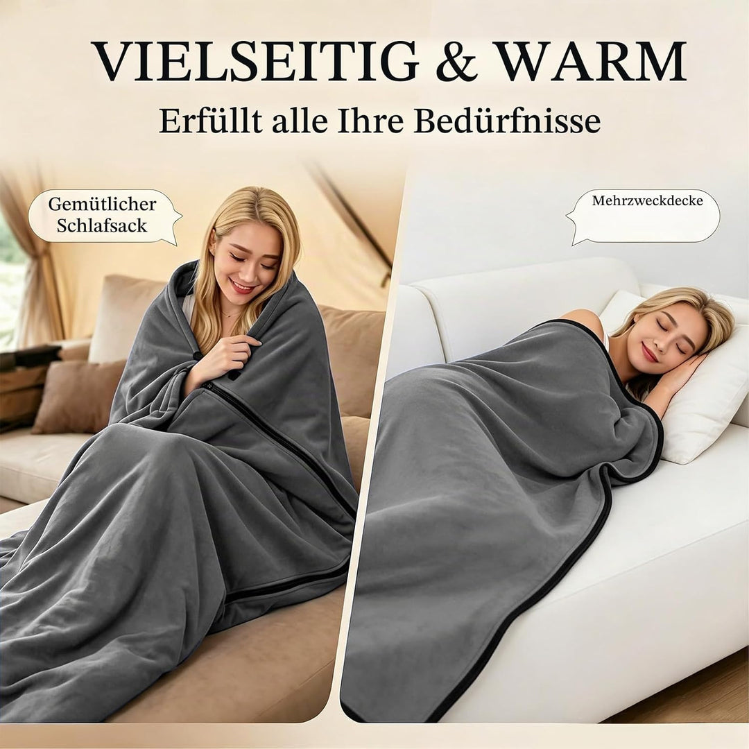 Hüttenschlafsack, Sommerschlafsack Tragbare Polar Fleece, Sleeping Bag für Camping, Wandern oder Mit