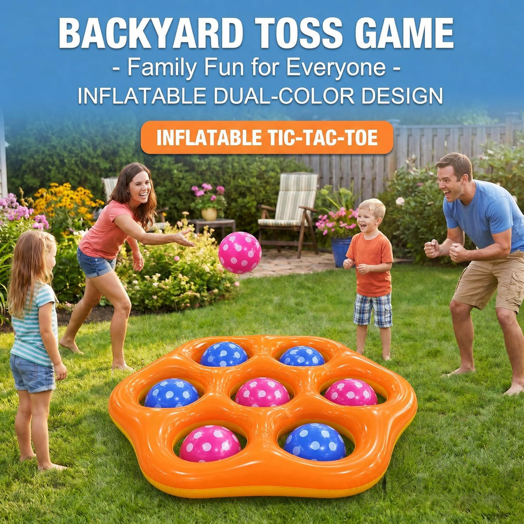 Aufblasbares Tic Tac Toe Pool Spiel, Grosses Schwimmendes Wurfspiel mit 6 Spielfiguren, Wasser Spiel