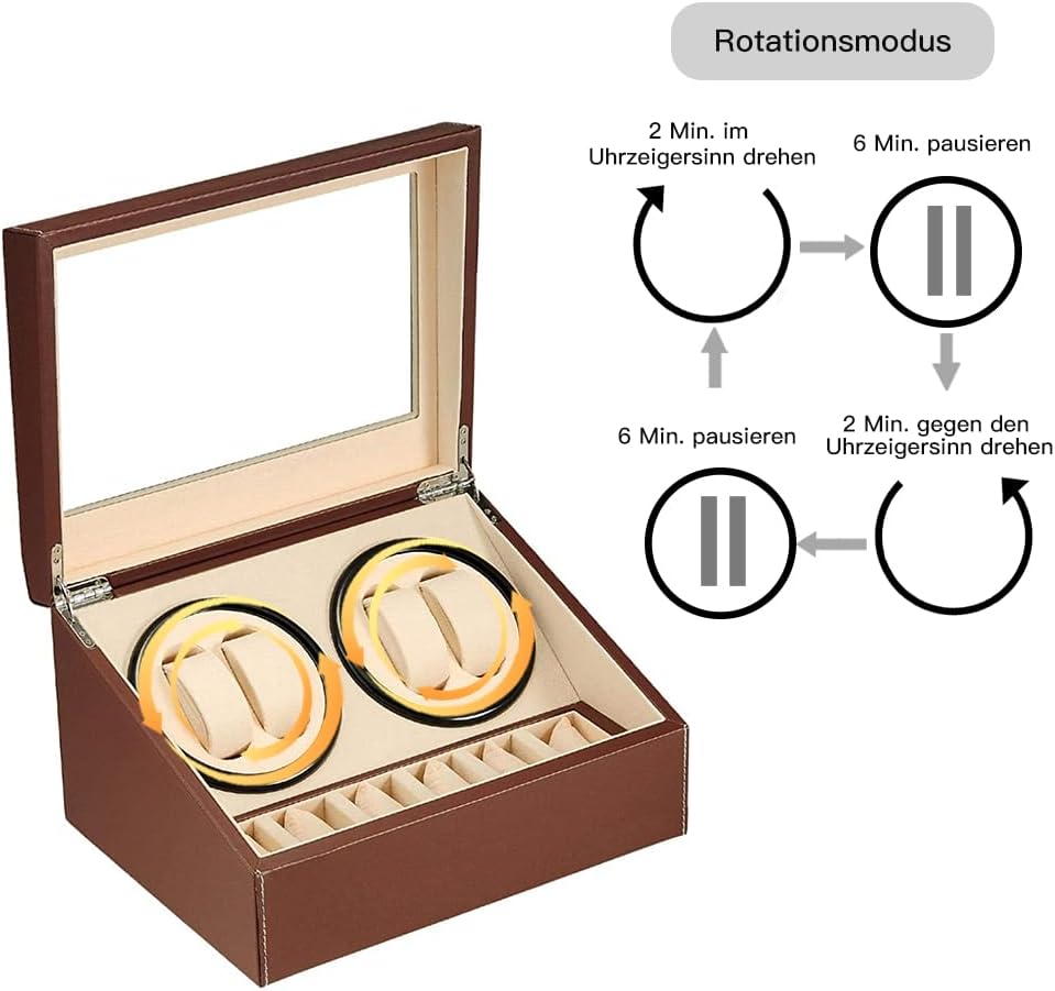 LINGFANSTORE Automatische Uhrenbeweger Box,luxuriöser Uhrenbeweger,Uhrengehäuse mit leisem Mabuchi M