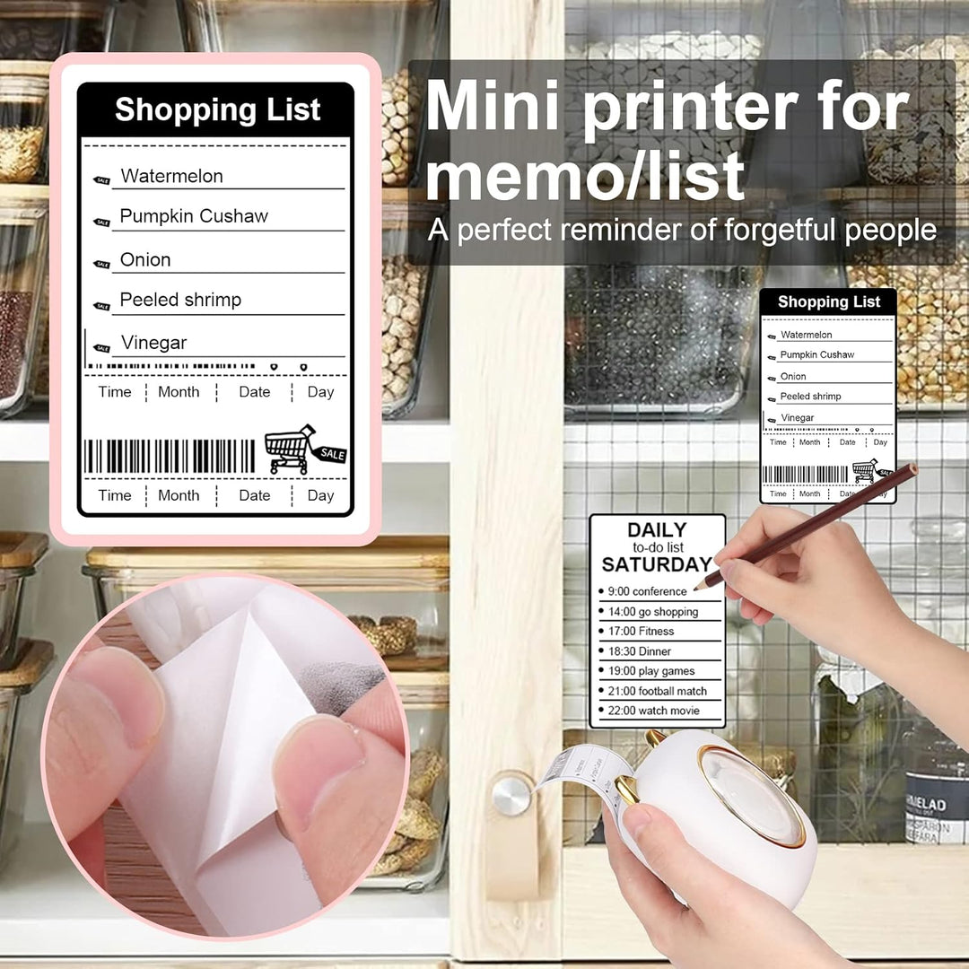 GuKKK Mini Drucker, Mobiler Fotodrucker, Tragbarer Mini Fotodrucker mit 7 Farben LED, Wireless Fotod