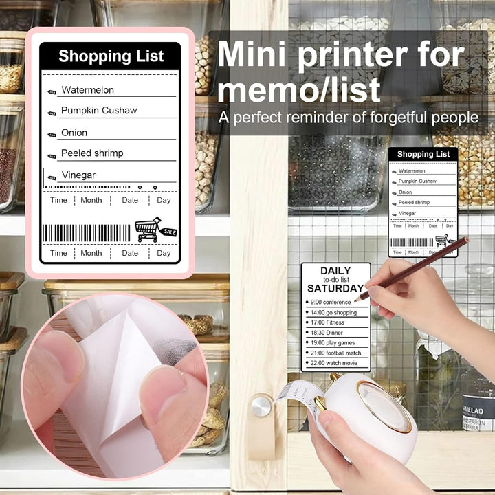 GuKKK Mini Drucker, Mobiler Fotodrucker, Tragbarer Mini Fotodrucker mit 7 Farben LED, Wireless Fotod