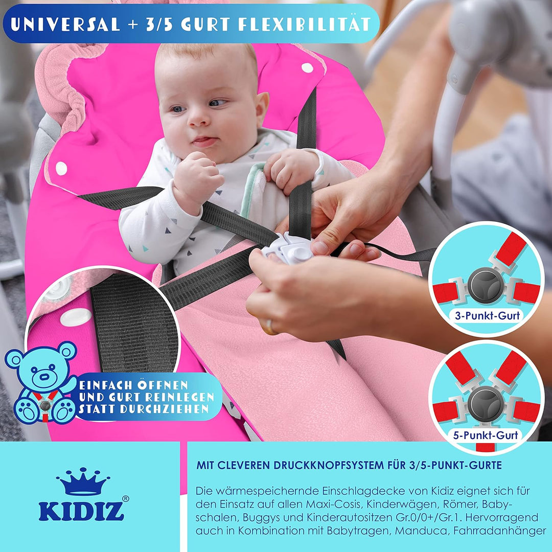KIDIZ® Baby Einschlagdecke Babyschale Winter Herbst Babydecke mit Tasche Universal Fusssack kompatib