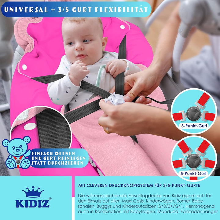 KIDIZ® Baby Einschlagdecke Babyschale Winter Herbst Babydecke mit Tasche Universal Fusssack kompatib