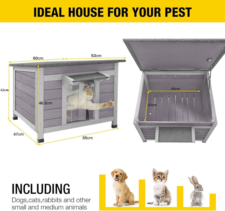 X-ZONE PET Beheiztes Katzenhaus im Freien, Katzenunterkunft für draussen mit isoliertem Liner, wärme