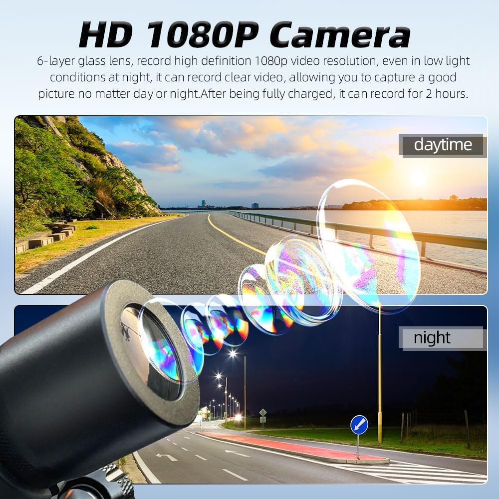 VSYSTO Fahrrad Motorrad Helm Kamera, Auto Power On/Off, WiFi HD 1080P 150 ° Weitwinkel Sternlicht Na