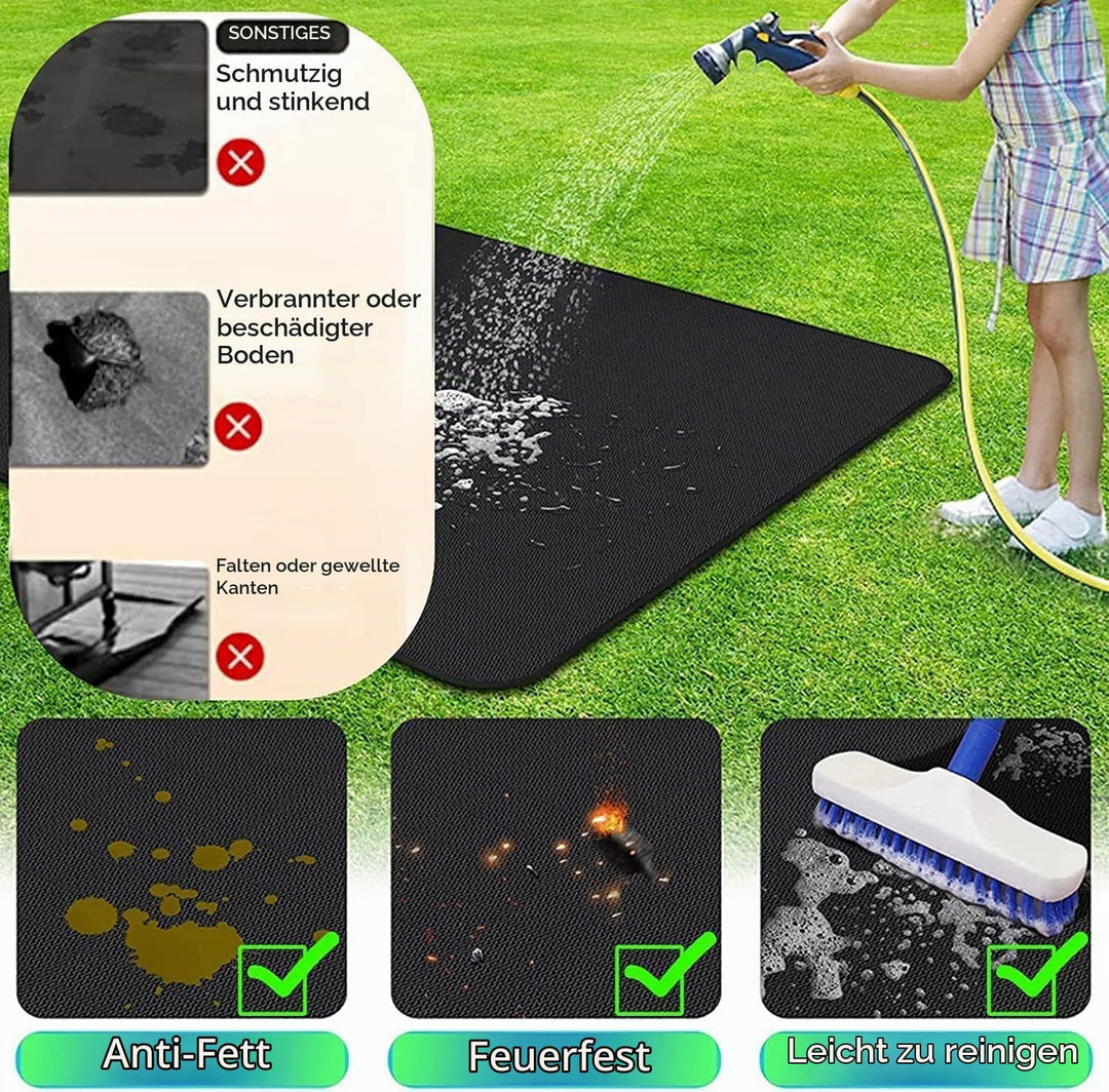 UBeesize Grillmatte Bodenschutz,122x178cm Feuerfeste Unterlage,Kaminmatte Grillteppich Bodenschutzma