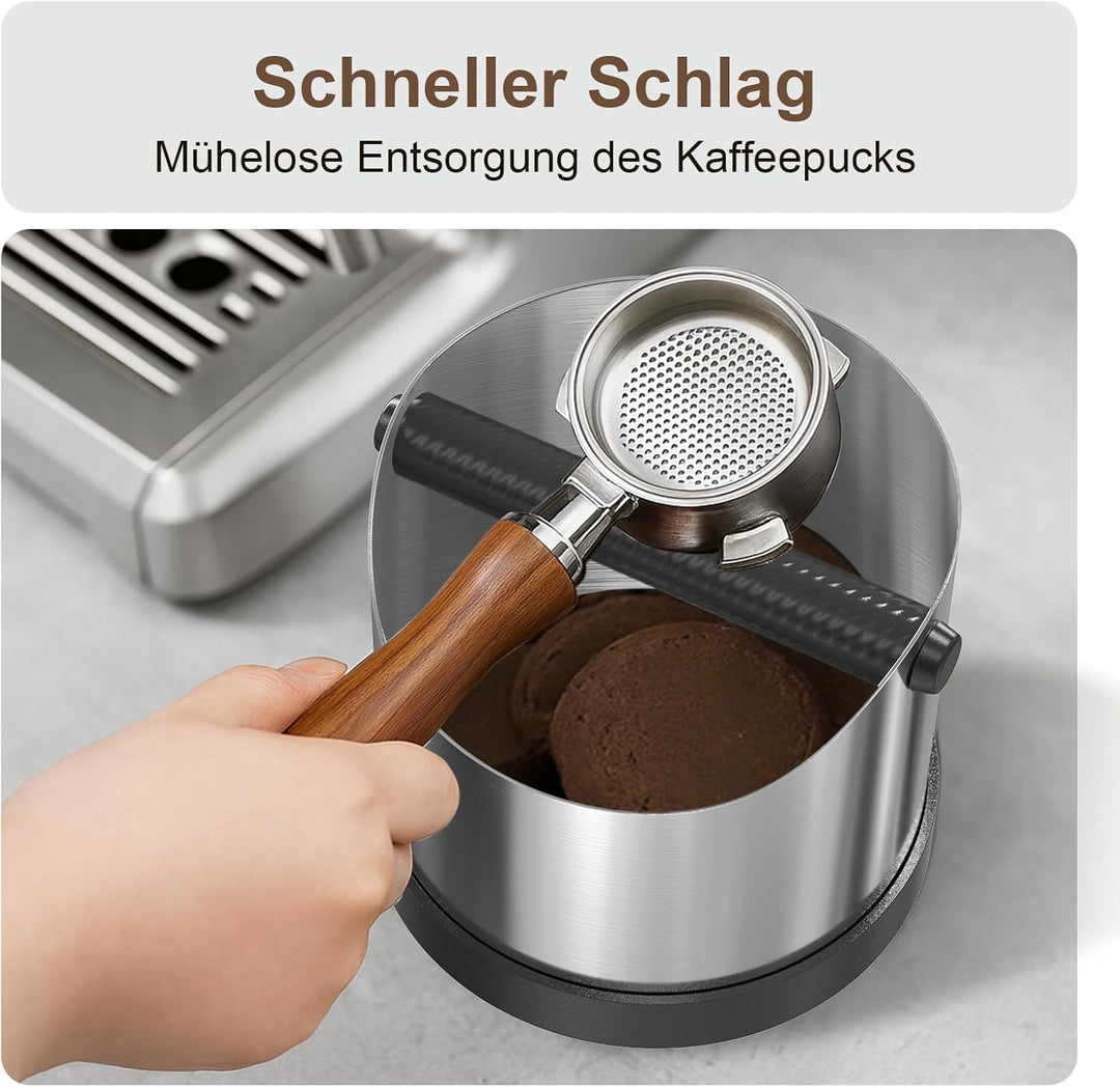 SURFOU Abklopfbehälter Siebträger - Professionelle Edelstahl Knock Box mit abnehmbarer Schlagstange