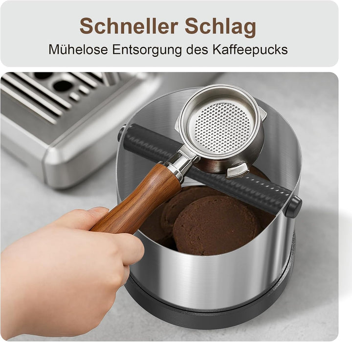 SURFOU Abklopfbehälter Siebträger - Professionelle Edelstahl Knock Box mit abnehmbarer Schlagstange