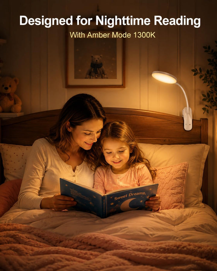 Lenudar Leselampe Bett, 36 LED Klemmlampe Bett mit Touch Dimmbar 6 Farben 5 Helligkeiten, 360° Flexi