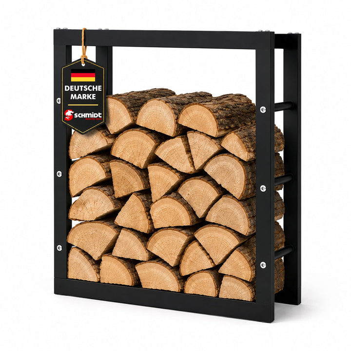 SCHMIDT security tools Kaminholzregal 60x25x80cm Stahl Schwarz Brennholzregal Holzstapelhilfe Holzun