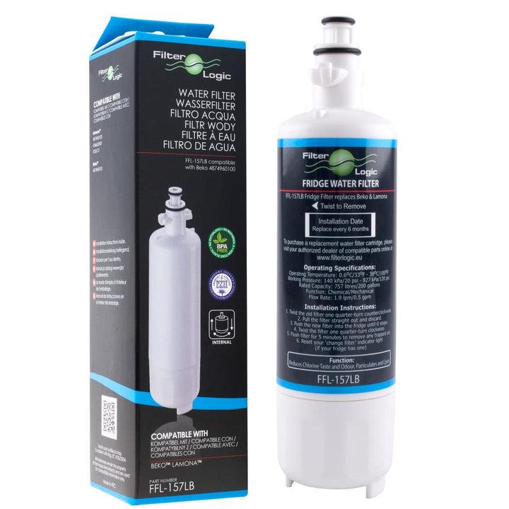 FilterLogic FFL-157LB | Interner Wasserfilter ersetzt 4874960100 kompatibel mit Beko, Grundig, Elekt