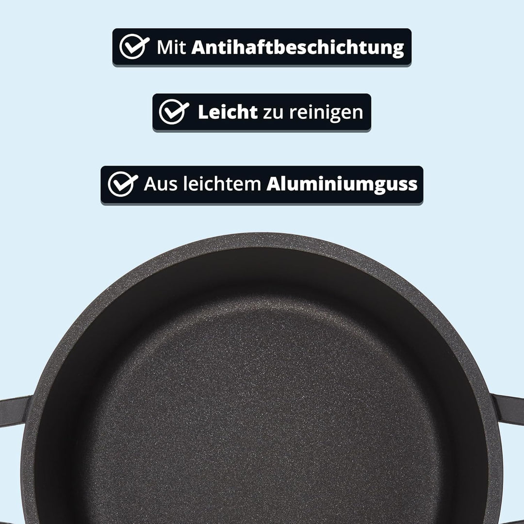 KHG Topf Kochtopf 28 cm Induktion Antihaftbeschichtung XXL Gemüsetopf Grossraumtopf 10 Liter | Schwa