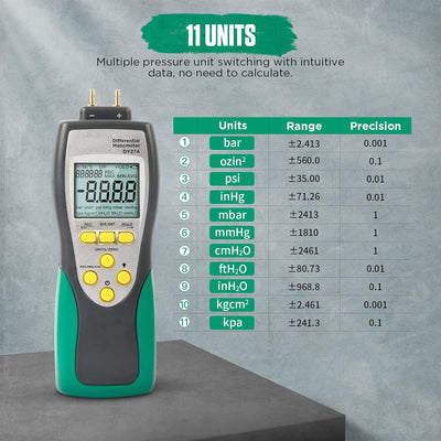 Digitales Manometer,DY27A Differentialmanometer,Digitales Differenzdruck-Manometer Lüftungssystem/Ga