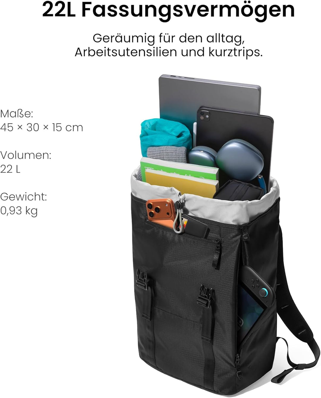 tomtoc Laptop Rucksack, 22L Vintage Tagesrucksack für 13-16 Zoll Laptops, Leicht & Wasserabweisend,