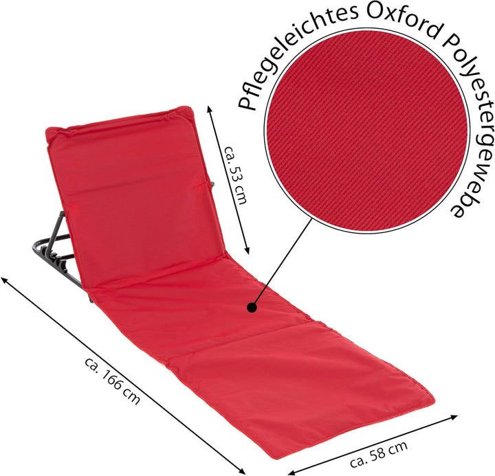Nexos Trading 2er Set Strandmatte Beach-Matte gepolstert faltbar verstellbare Rückenlehne (Rot - ein