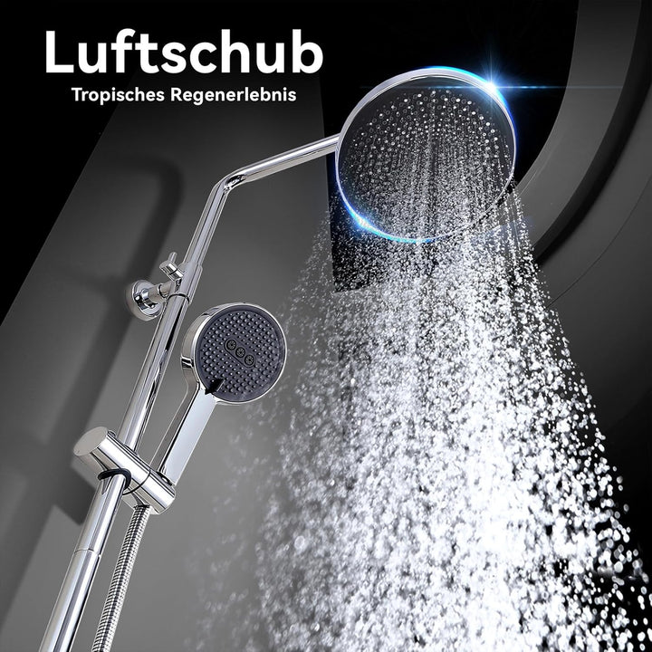 HOMELODY Duschsystem aus Edelstahl mit Thermostat Chrom - Duscharmatur Komplettset mit 3 Strahlarten