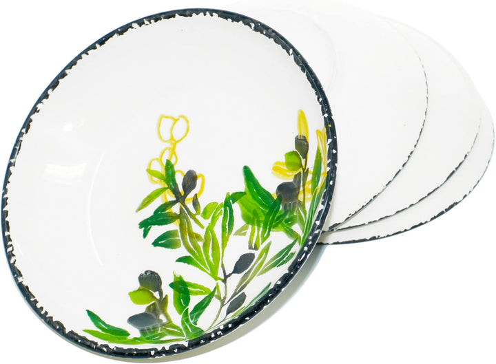 Lashuma Keramik Suppenteller tief Olive, Teller für Suppe rund 19 cm Ø, Olive