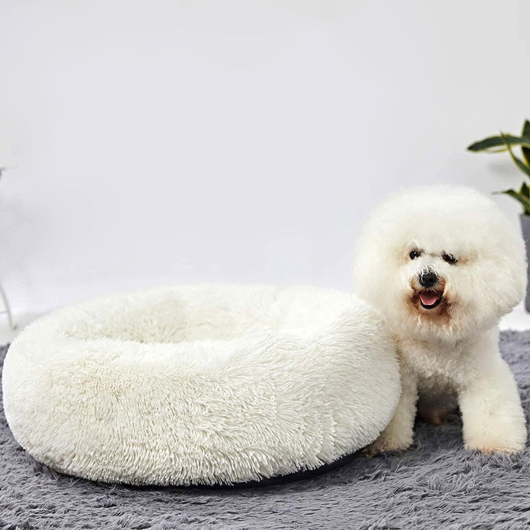 HACHIKITTY Hundebett, beruhigendes Donut-Kuschelbett, für mittelgrosse Hunde, flauschig, beruhigende