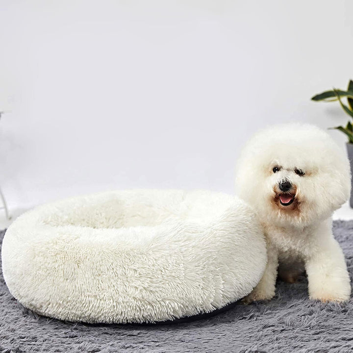 HACHIKITTY Hundebett, beruhigendes Donut-Kuschelbett, für mittelgrosse Hunde, flauschig, beruhigende