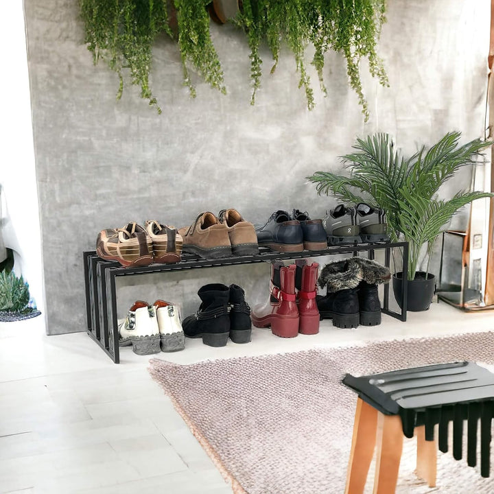 DanDiBo Schuhregal Metall Schwarz 1 Ebene 96551 Schuhablage Schuhständer Modern Stabil Massiv Schuhs