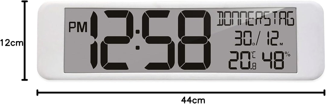 Technoline WS8120 - XXL Funkwanduhr digital, Temperatur- und Luftfeuchteanzeige, 44 cm