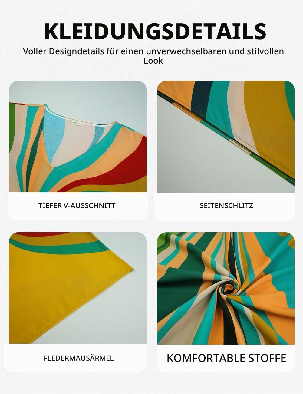 Bsubseach Damen Strandkleid Ethnic Print Kaftan Beach Maxi Kleider Grüne Geometrie, Grüne Geometrie