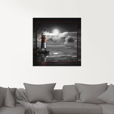 ARTland Glasbilder Wandbild Glas Bild einteilig 40 x 40 cm Maritim Meer Küste Strand Leuchtturm Sege