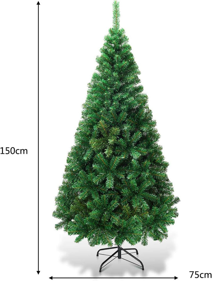 COSTWAY 150cm Künstlicher Weihnachtsbaum, Tannenbaum mit Metallständer, Christbaum PVC Nadeln, Kunst