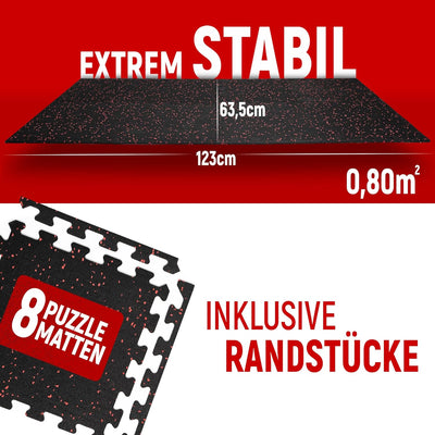 NEOLYMP Bodenschutzmatte Fitness 5 x 8 Stück (40 Matten), extra dicker und robuster Naturkautschuk -