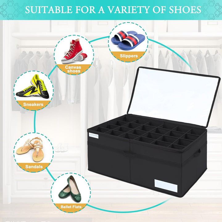 Schuhorganizer für Closet, Passt 24 Paare, grosse Schuhschrank, Schuhbox mit Durchsichtigem Deckel,