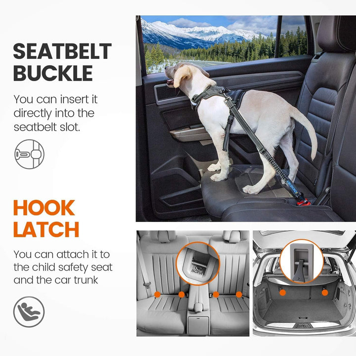 IOKHEIRA Hunde Sicherheitsgurt, Einstellbarer Hundegurt für Auto mit Universalstecker & Verriegelung
