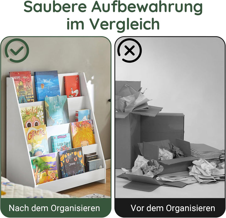 SoBuy Bücherregal Kinder Montessori Kinderregal mit 4 Ablagefächern Regal Kinderzimmer Spielzeug Auf