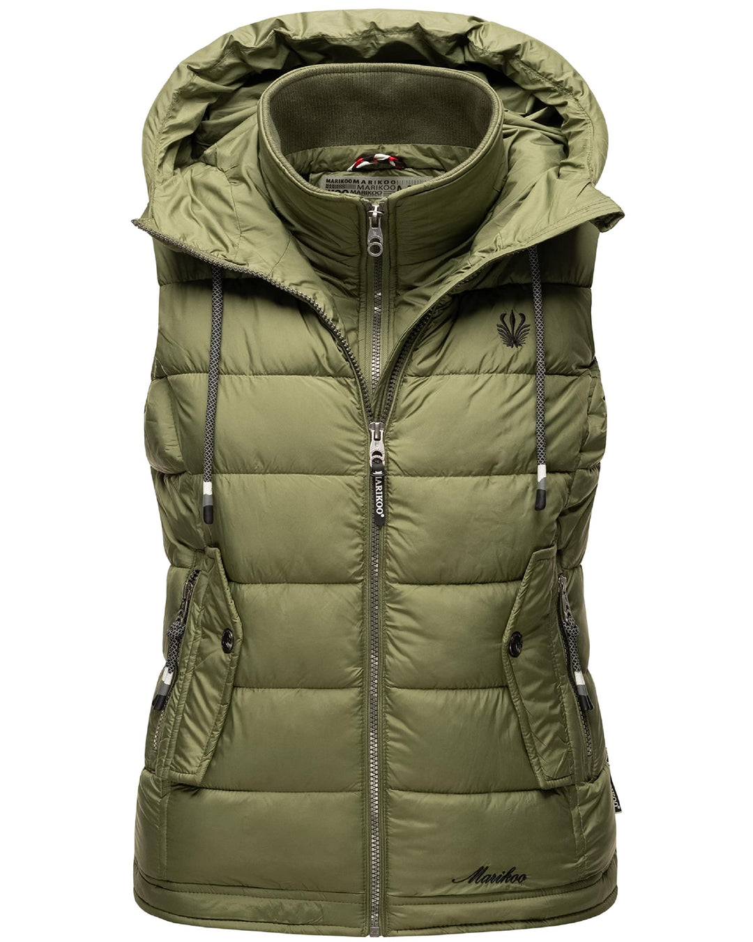 MARIKOO Damen leichte Übergangsweste Steppweste mit Kapuze Taisaa XS-3XL XS Olive, XS Olive