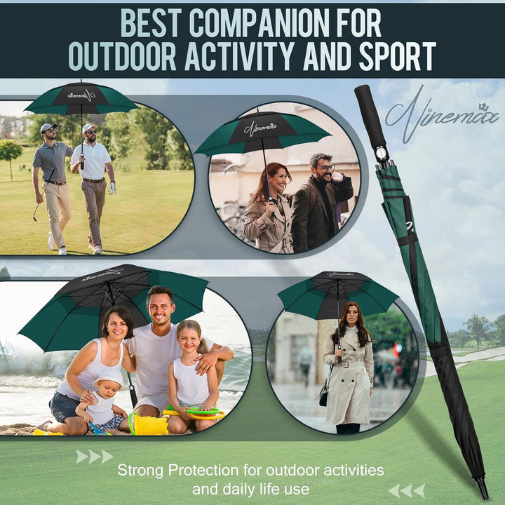 NINEMAX Golf Regenschirm Gross Sturmfest XL/XXL, Grosser Regenschirm Sturmfest Stabil, Golfschirm Gr