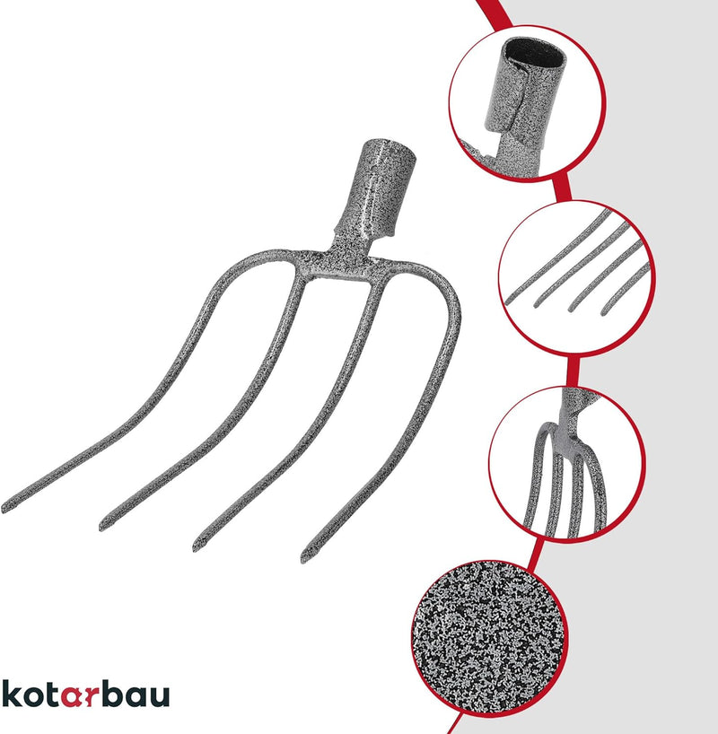 KOTARBAU® Forke 4 Zinken Heugabel Mistgabel Mistforke Gartengabel Gartenforke Dunggabel Spatengabel