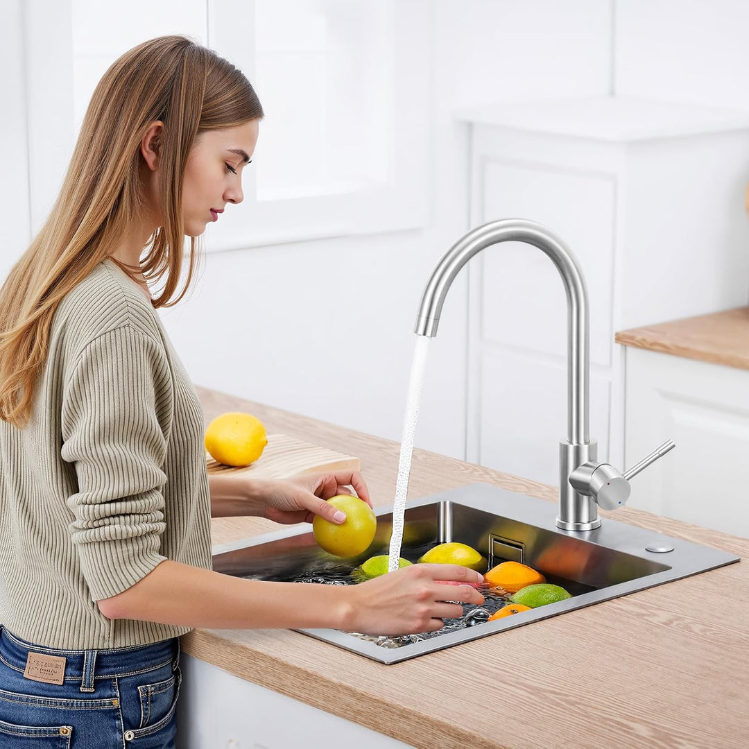 CECIPA Wasserhahn Küche 360° Schwenkbar, Hochdruck Küchenarmatur, Mischbatterie Küche mit Hohem Boge