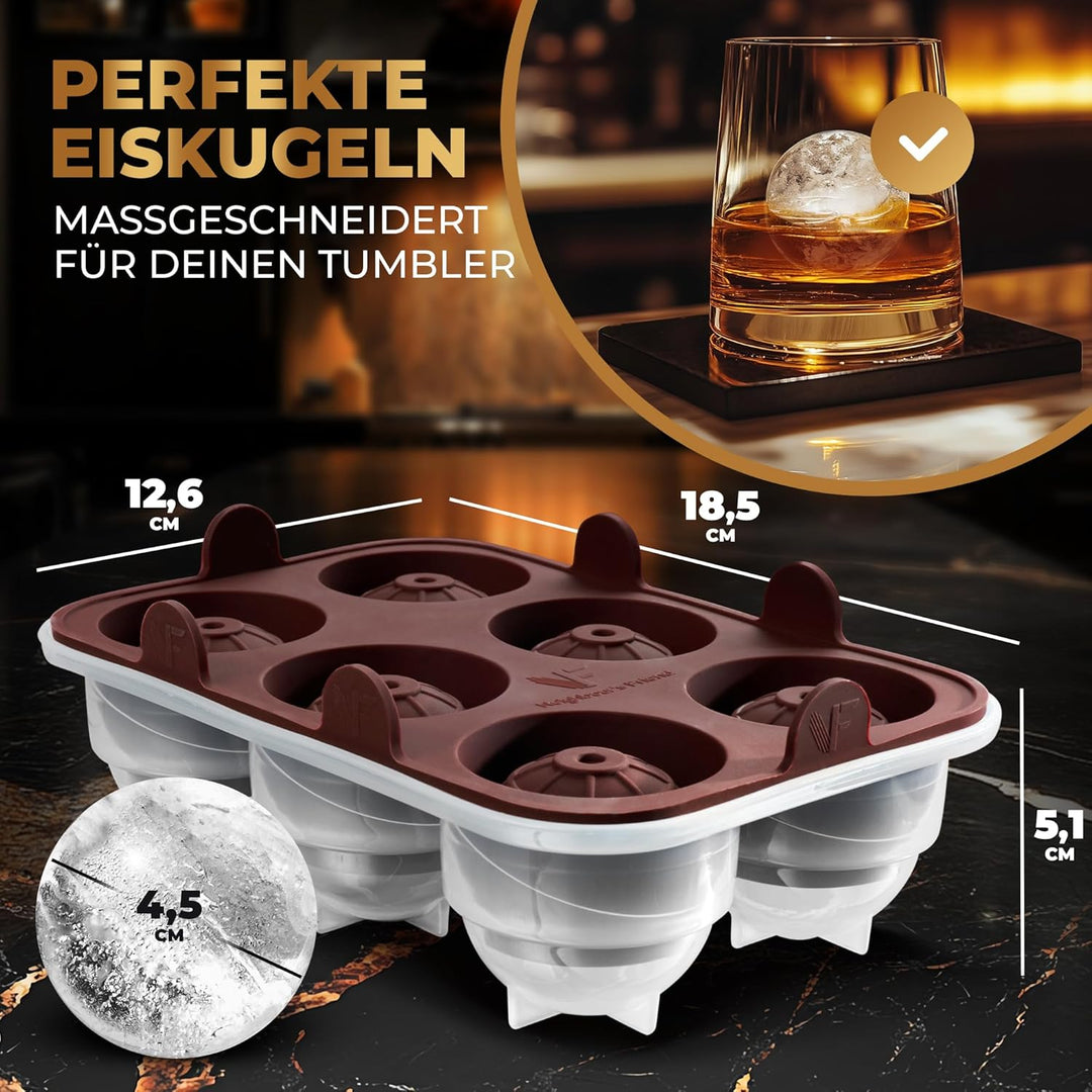 Neighbour’s Friend Patentierte Runde Eiswürfelform 2er Pack - XXL Eiskugelform für Whisky, Rum & Coc
